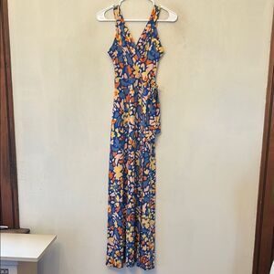 41 Hawthorn sleeveless blue orange yellow Floral Maxi Dress Size XS New